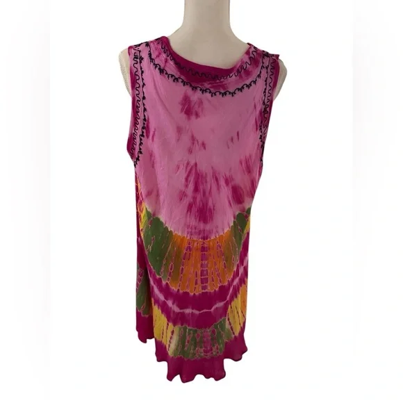 Sleeveless Tie Dyed Boho Hippie Gypsy Twist Dress ONE SIZE - Picture 5 of 7